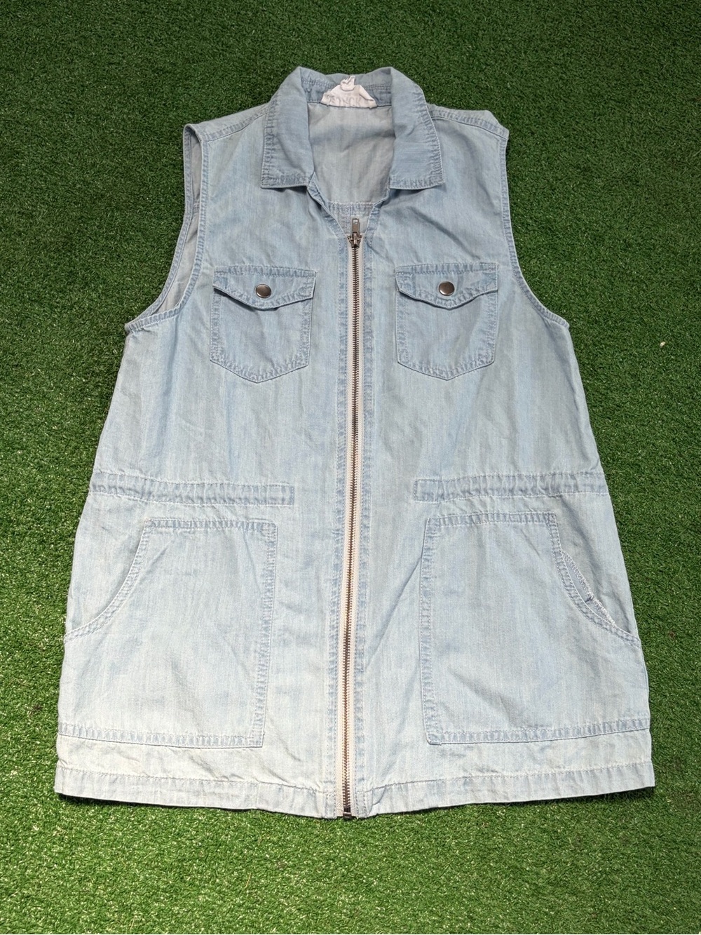 BB Dakota Light Blue Denim Vest with Zip Front